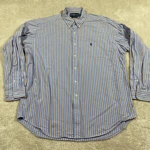 Polo Ralph Lauren Shirt Mens XL Blue Stripe Blake Button Down Pony Academia Prep